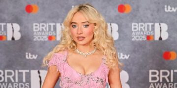 Sabrina Carpenter Stuns in See-Through Blue Dress